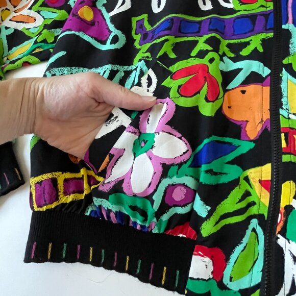 Ali Miles Womens 8 M Full Zip Artsy Whimsical Print Jacket Vintage Maximalist - Picture 7 of 9